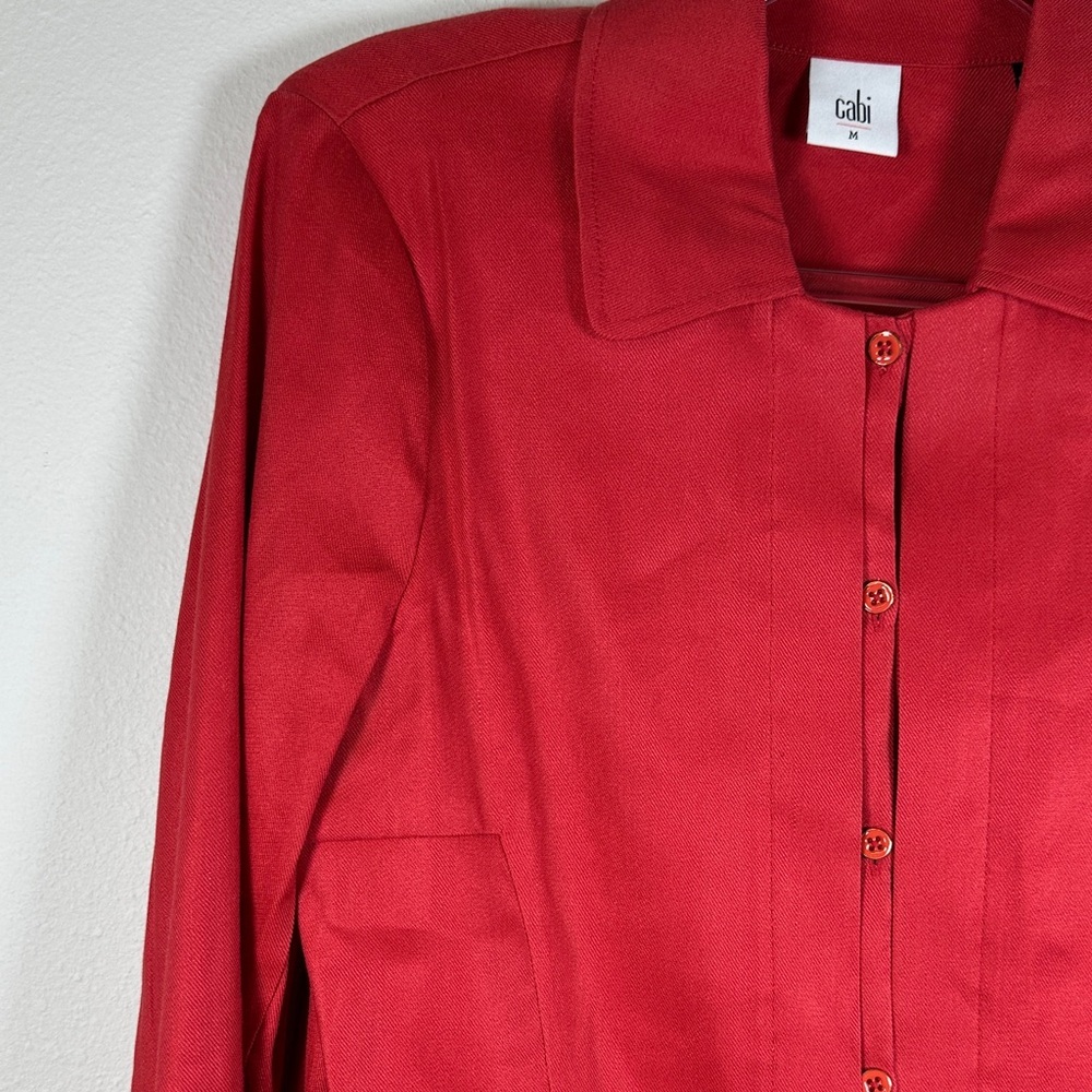 Cabi Red Valentine Linen Blend Button Front Jacket Blazer Womens Size M - Picture 5 of 10